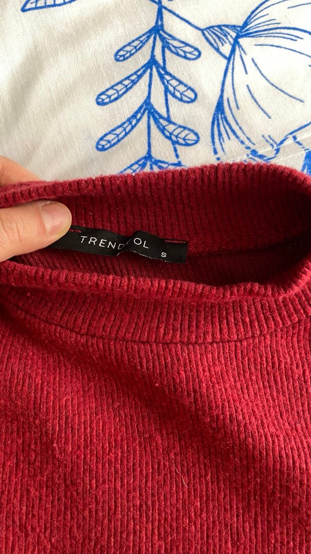 Bordo V Yakalı Uzun Kollu Kadın Elbise - Görsel 3