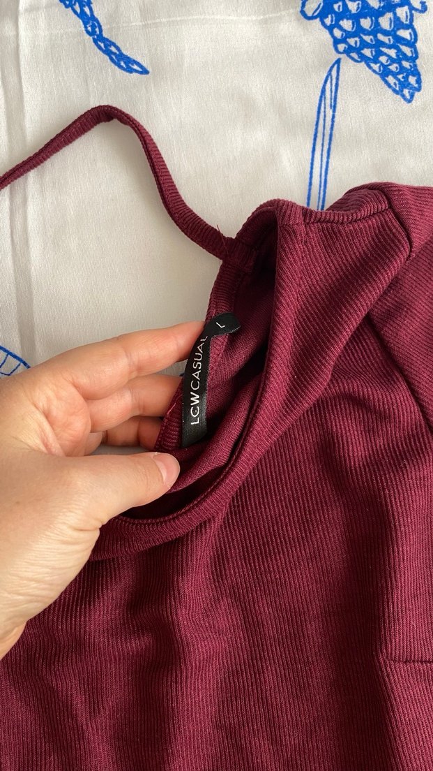 Bordo Uzun Kollu Midi Elbise - Görsel 4