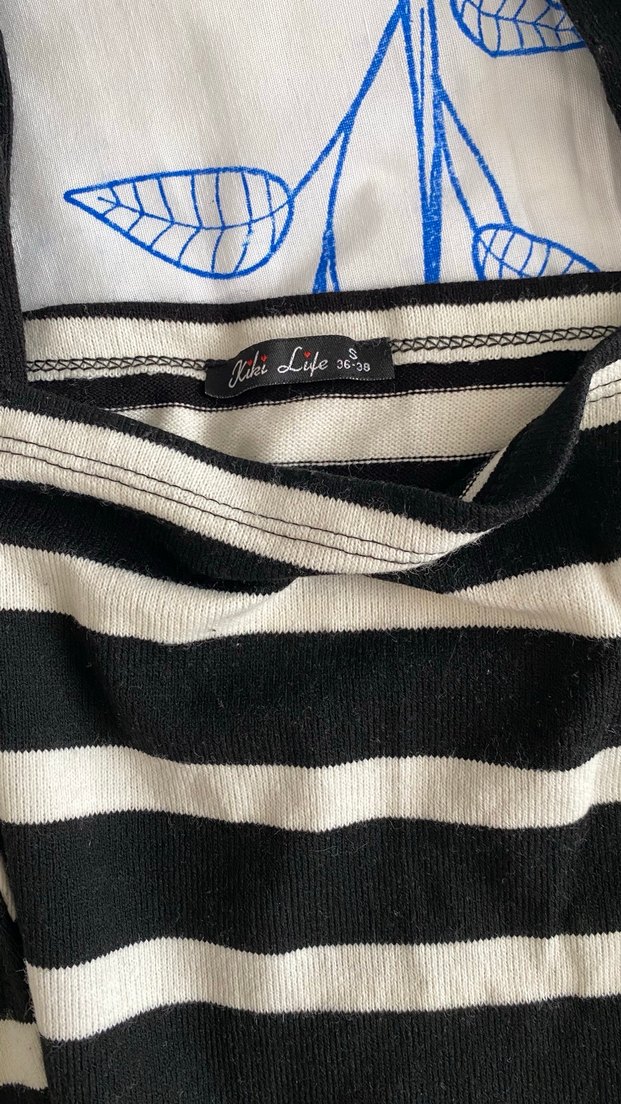 Zebra Desenli Siyah Triko Midi Elbise - Görsel 2