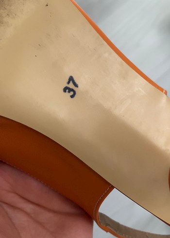 Turuncu Deri Tokalı Topuklu Kadın Ayakkabı - Görsel 4