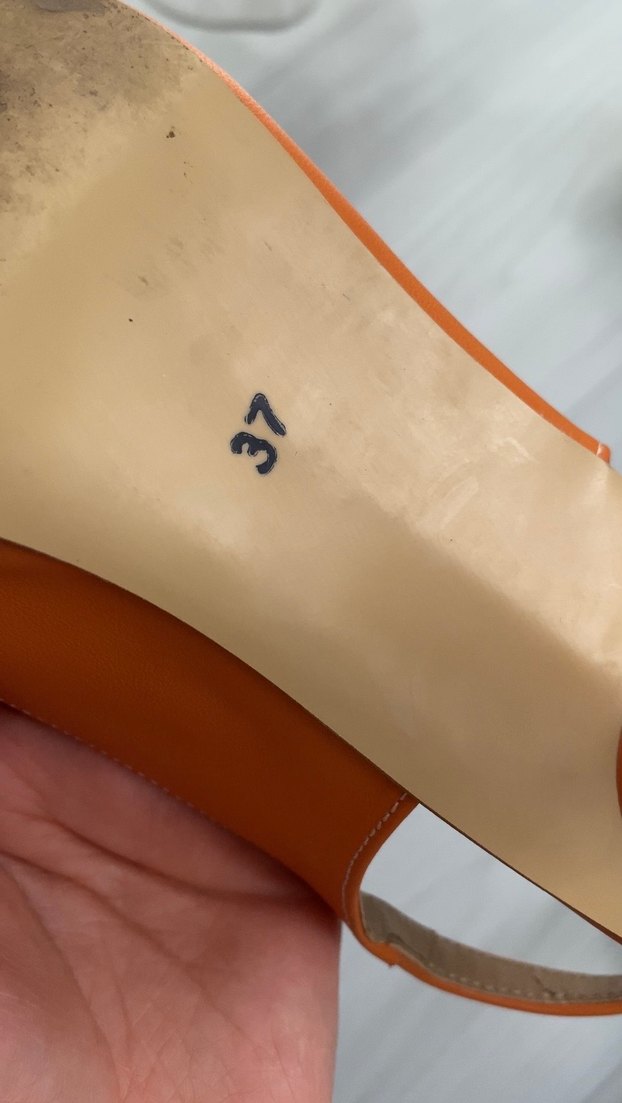 Turuncu Deri Tokalı Topuklu Kadın Ayakkabı - Görsel 4