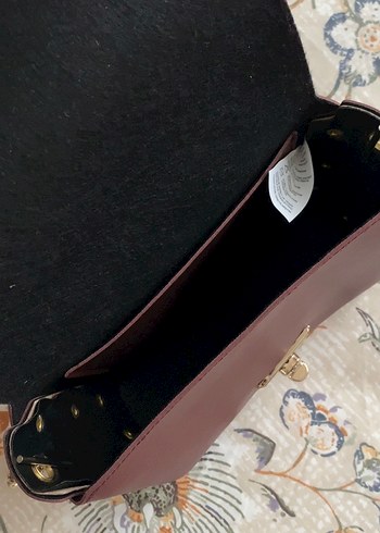 Bordo Deri Yılan Desenli Kadın Çanta - Görsel 3