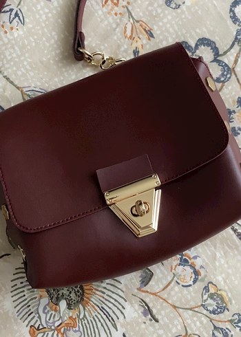 Bordo Deri Yılan Desenli Kadın Çanta - Görsel 2