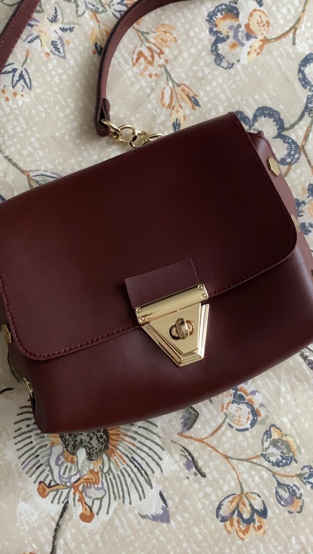 Bordo Deri Yılan Desenli Kadın Çanta - Görsel 2