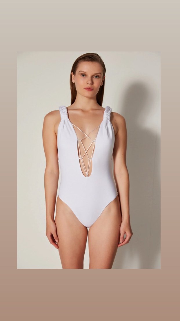 Beyaz Mini Strappy Kadın Mayo - Görsel 3