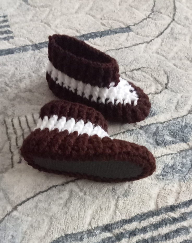 Erkek kadın Örgü Kahverengi Patik - Görsel 2