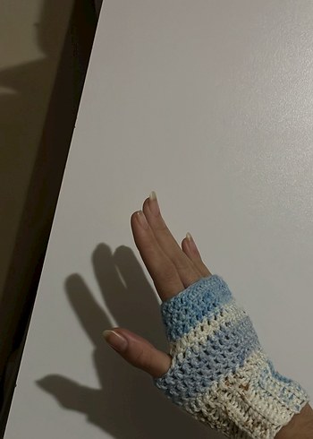 Kadın Örgü Eldivenler - Mavi Tonlar - Görsel 4