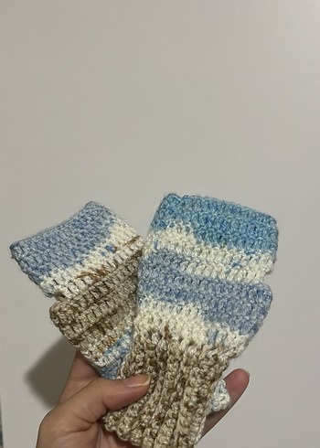 Kadın Örgü Eldivenler - Mavi Tonlar - Görsel 2