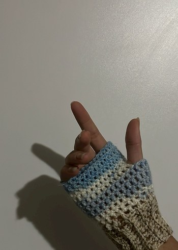 Kadın Örgü Eldivenler - Mavi Tonlar - Görsel 3