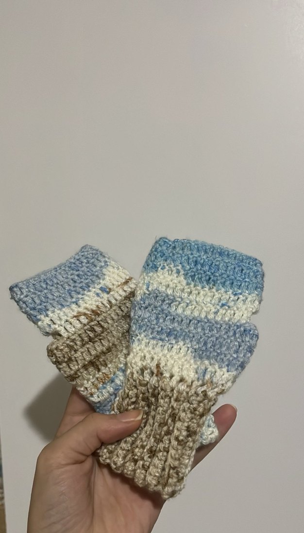 Kadın Örgü Eldivenler - Mavi Tonlar - Görsel 2