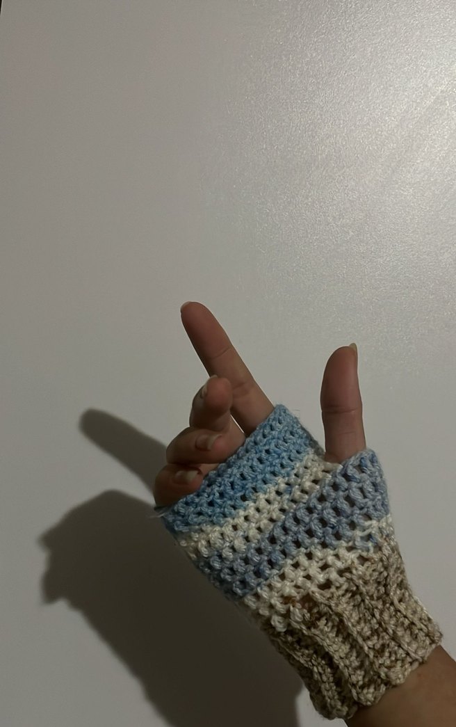 Kadın Örgü Eldivenler - Mavi Tonlar - Görsel 3