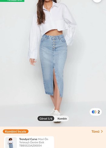 Yırtmaçlı kot denim etek