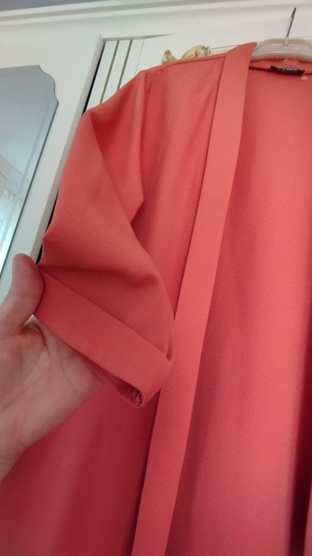 Kırmızı Uzun Kollu Salaş Kadın ceket - Görsel 3