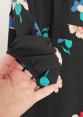 Çiçek Desenli Bohem Uzun Kollu Elbise - Görsel 3