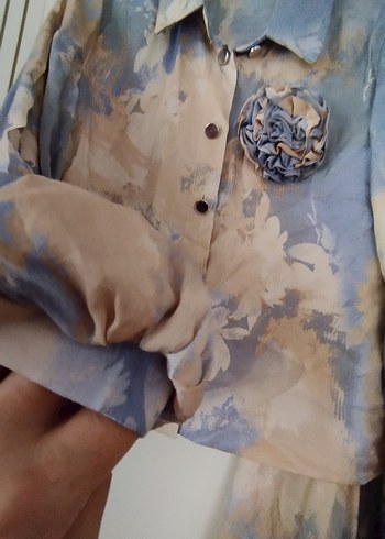 Mavi Pastel Batik Desenli Kadın Uzun Takım - Görsel 3