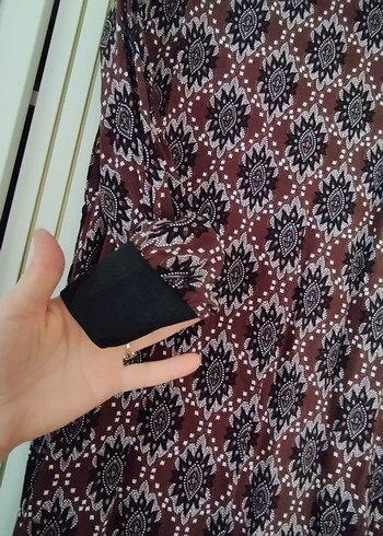 Bordo Desenli Örme Bohem Uzun Elbise - Görsel 2