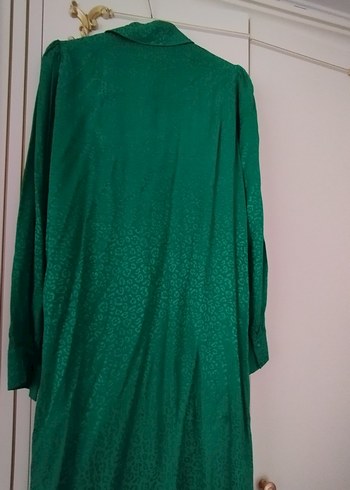 Düğmeli Yeşil Uzun Kadın Elbise - Görsel 2