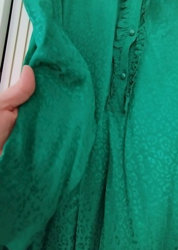 Düğmeli Yeşil Uzun Kadın Elbise - Görsel 3