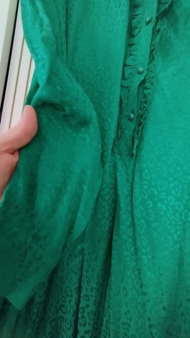 Düğmeli Yeşil Uzun Kadın Elbise - Görsel 3