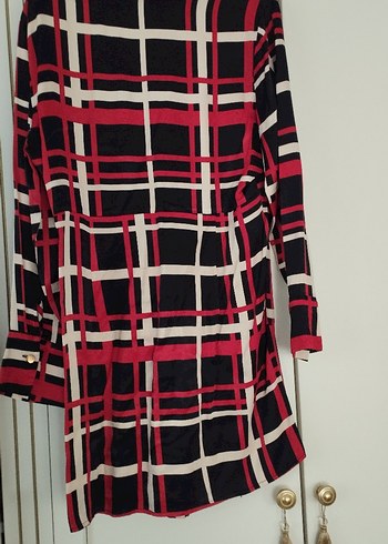 Kırmızı Ekose Desenli elbise, tunik - Görsel 2