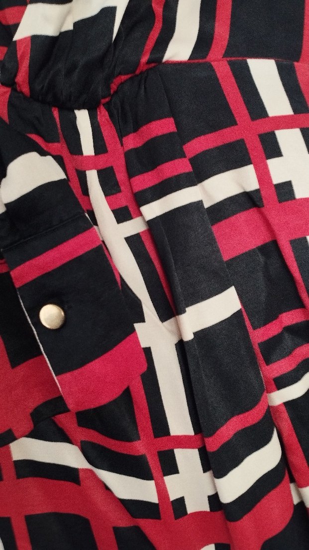 Kırmızı Ekose Desenli elbise, tunik - Görsel 3