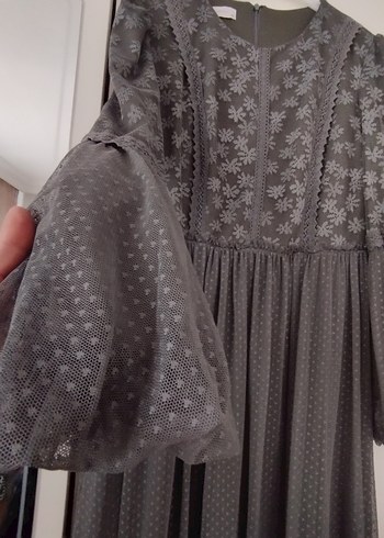 Uzun Siyah Nakışlı Bohem Elbise - Görsel 3