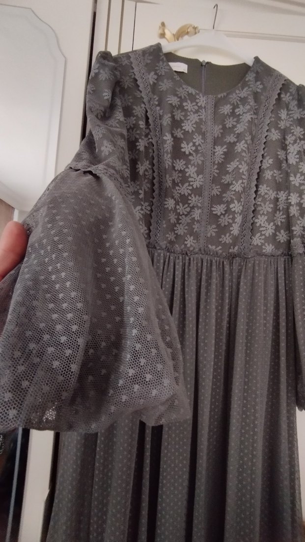 Uzun Siyah Nakışlı Bohem Elbise - Görsel 3