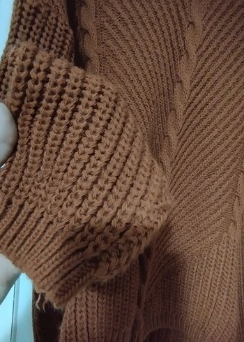 Kahverengi Boğazlı Triko Kadın Kazak - Görsel 4