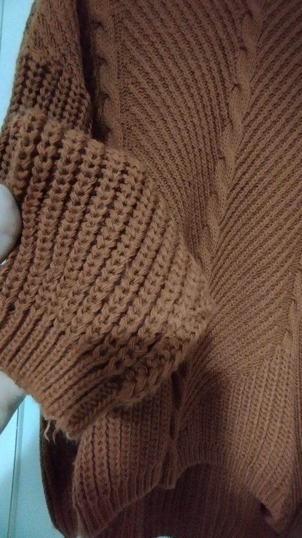 Kahverengi Boğazlı Triko Kadın Kazak - Görsel 4