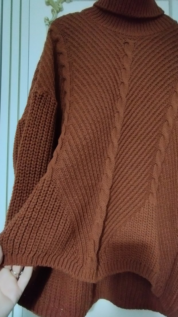 Kahverengi Boğazlı Triko Kadın Kazak - Görsel 3