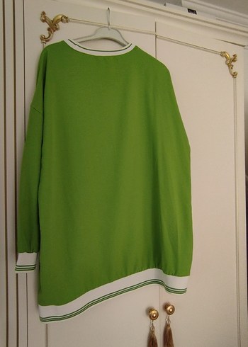 Yeşil Baskılı Oversize Kadın Sweatshirt - Görsel 2