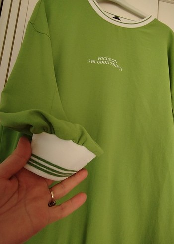 Yeşil Baskılı Oversize Kadın Sweatshirt - Görsel 3