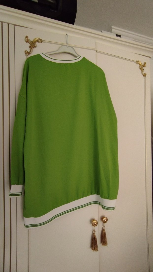 Yeşil Baskılı Oversize Kadın Sweatshirt - Görsel 2