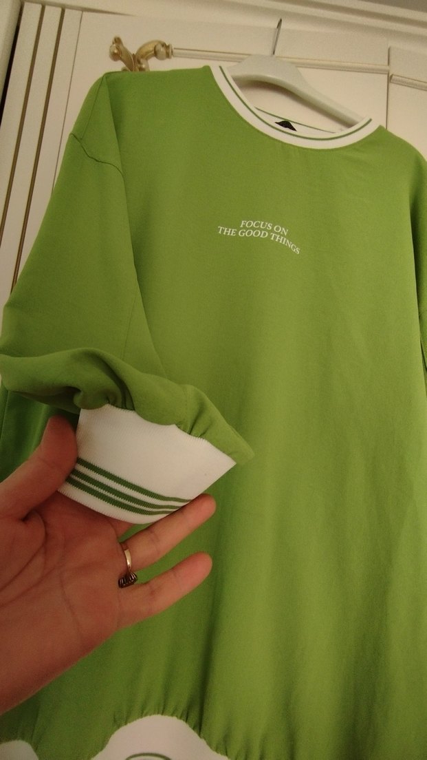 Yeşil Baskılı Oversize Kadın Sweatshirt - Görsel 3