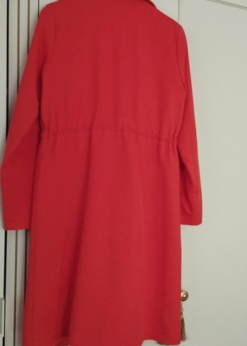 turuncu Düğmeli Uzun Kadın ceket/kap - Görsel 2