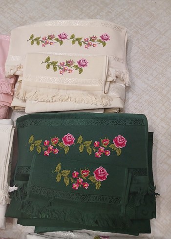 Yeşil Gül İşlemeli seccade seti - Görsel 6