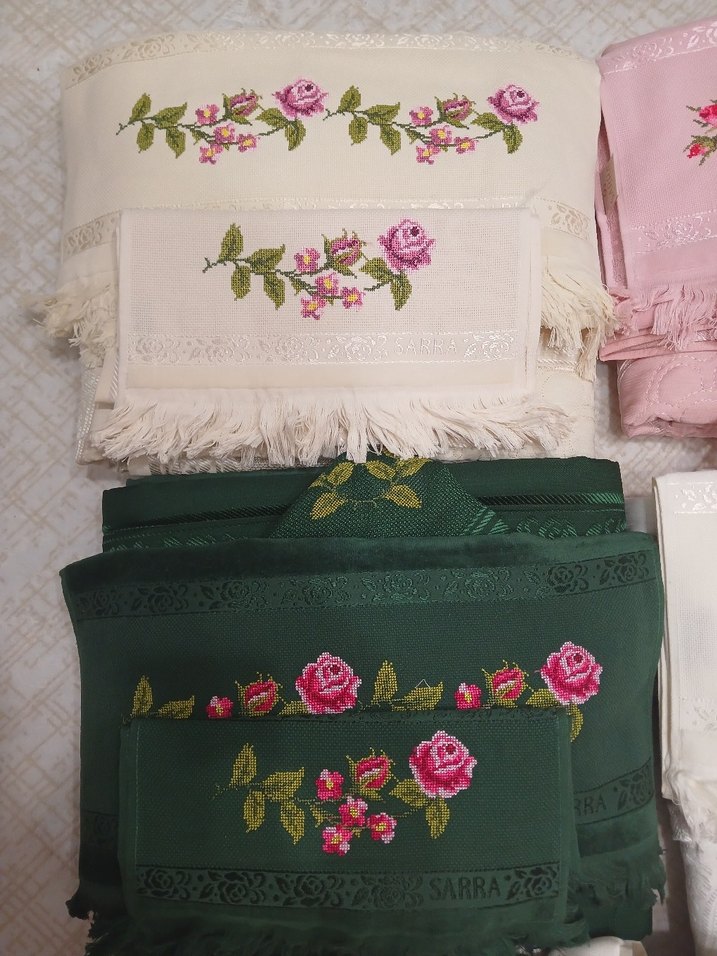 Yeşil Gül İşlemeli seccade seti - Görsel 4