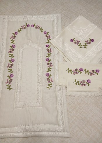 Mor Gül İşlemeli Bohça Seti - Görsel 2