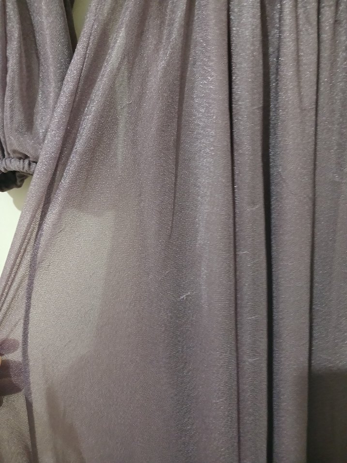 Mor  simli Uzun Kollu Salaş Uzun Elbise - Görsel 3