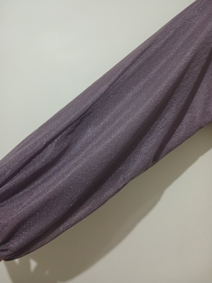 Mor  simli Uzun Kollu Salaş Uzun Elbise - Görsel 2