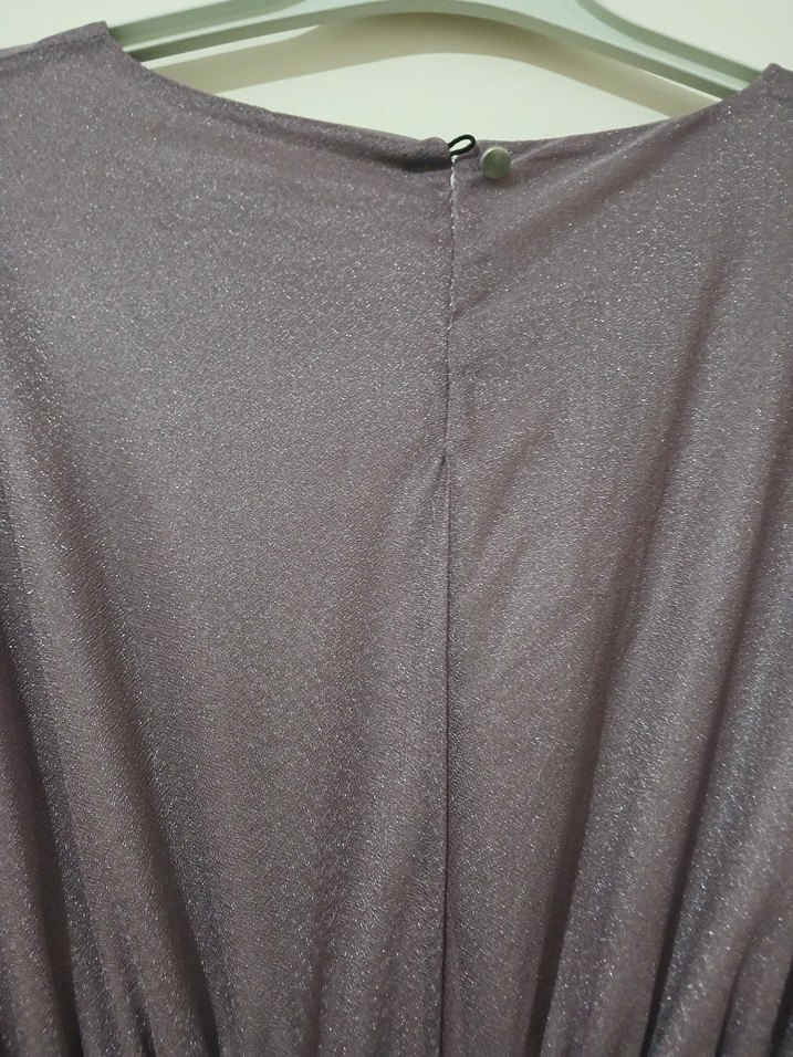 Mor  simli Uzun Kollu Salaş Uzun Elbise - Görsel 4