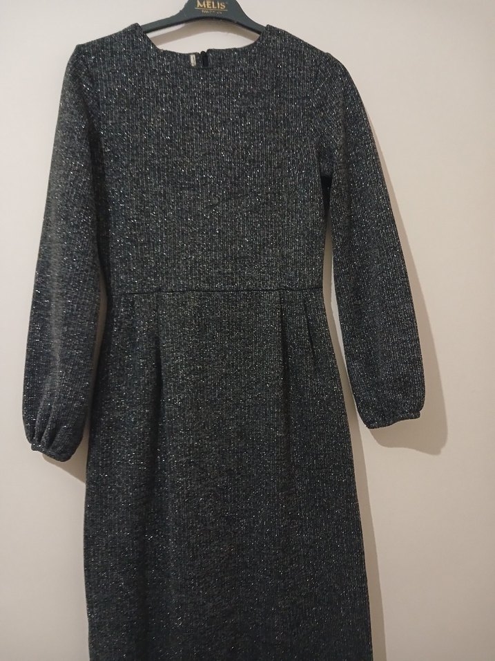 Gri Kadın Uzun Triko Elbise - Görsel 5