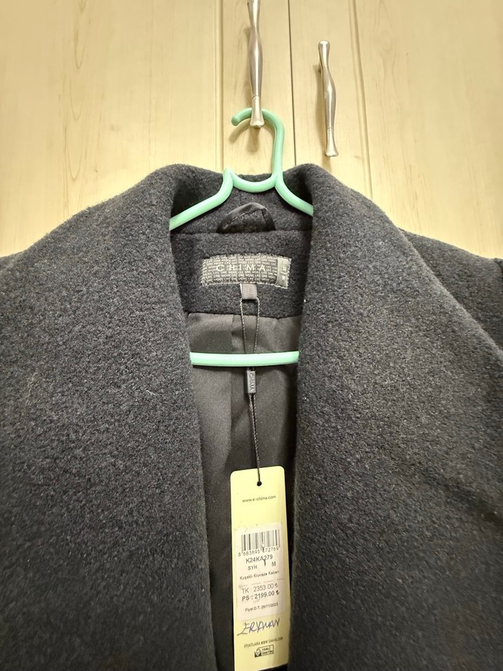 Antrasit Gri Renk Yün Kaban - Görsel 4