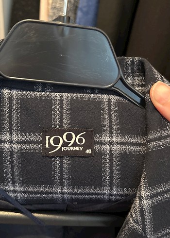 40 Beden Gri Kareli Düğmeli Kadın Blazer Ceket