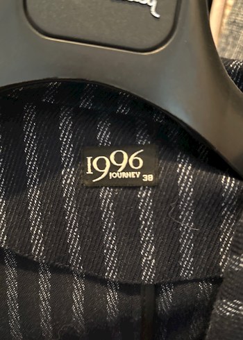 38 Beden Gri Çizgili Midi Kadın Blazer Ceket