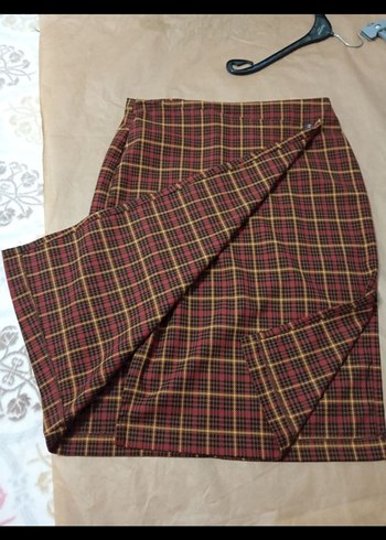 Kadın Kahverengi Ekose Etek - Görsel 5