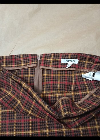 Kadın Kahverengi Ekose Etek - Görsel 6