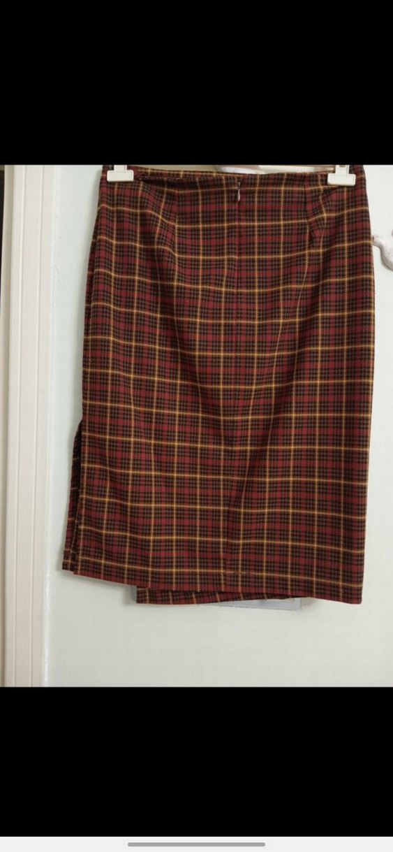 Kadın Kahverengi Ekose Etek - Görsel 4