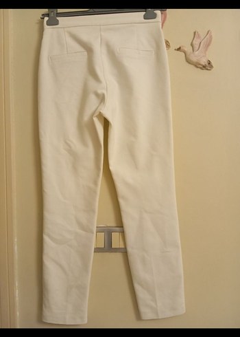 Beyaz Midi Kadın Kumaş Pantolon - Görsel 5