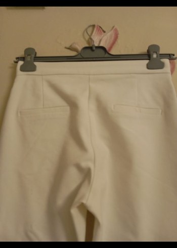 Beyaz Midi Kadın Kumaş Pantolon - Görsel 7